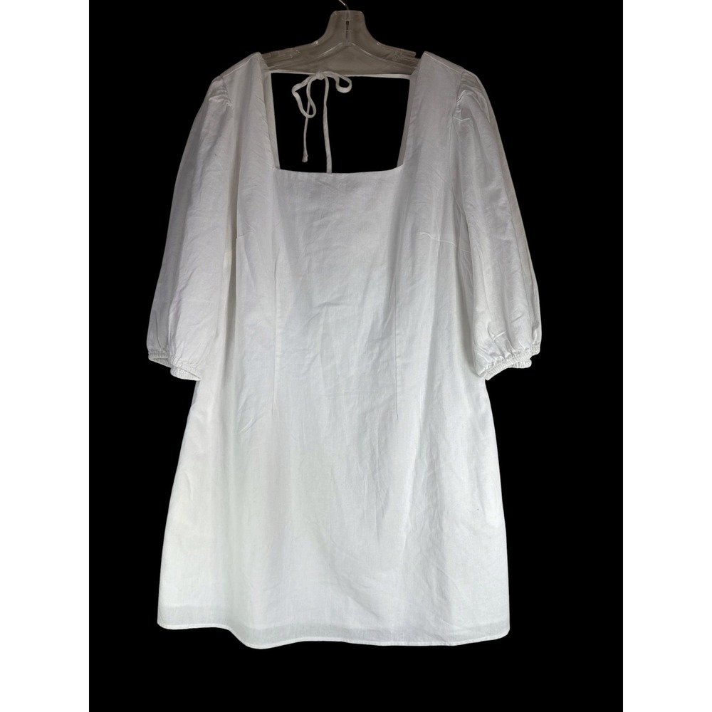 A New Day Womens White Square Neck Puff Sleeve Mini Dress XL NWT PID-44G939
